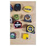 Lot of Various Tape Measures including Pittsburgh, Channellock, and Johnson
