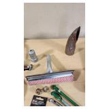 Various Automotive Accessories and Tools including Hitch Ball Mount, Tire Gauge, and Air Fresheners