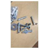 Assorted Hardware and Fasteners Including Electro-Galvanized Roofing Nails, Lag Screws, Hex Bolts, and More