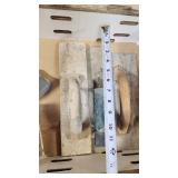 Lot of Masonry Tools including Various Trowels and Floats, Corner Trowels, and Miscellaneous Tools