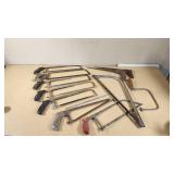 Set of Various Hand Saws and Hacksaws