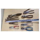 Lot of Mixed Pliers and Hand Tools including Slip Joint and Needle Nose Pliers