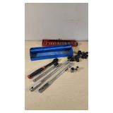Lot of Socket Wrenches and Accessories Including Ratchet Handles and Sockets
