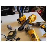 DeWalt Cordless Power Tools including Drill, Impact Driver, Angle Grinder, and Accessories - Batteries Untested, Units Worked in Testing