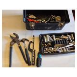 Ratchet and Sockets, Adjustable Pliers, and Utility Knife Tool Box