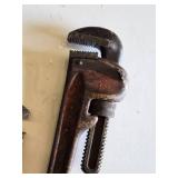 Set of Pipe Wrenches including Ridgid, Pittsburgh 8", Vintage Heavy Duty 10" and 14" Pipe Wrenches