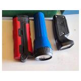 Assorted Hand Tools and Flashlights including Claw Hammer, Utility Knife, and Bit Driver Set