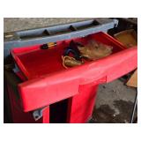 Rubbermaid Utility Cart with Drawer and Cabinet - Cracked Drawer, Difficult to pull out
