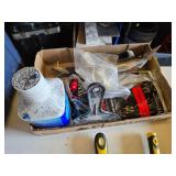 Assorted Painting and Home Improvement Tools including Brush Cleaner, Caulk Gun, and Respirator