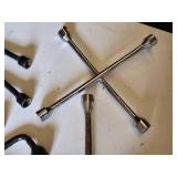 Lot of Automotive Tools including Lug Wrenches and Load Binder