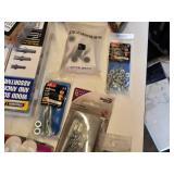 Huge Lot of Assorted Hardware and Tools including Screws, Clamps, Hooks, and Casters
