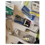 Huge Lot of Assorted Hardware and Tools including Screws, Clamps, Hooks, and Casters