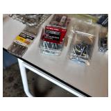 Huge Lot of Assorted Hardware and Tools including Screws, Clamps, Hooks, and Casters