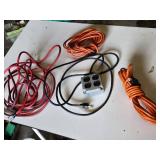 Extension cords with outlet box and cables