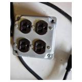 Extension cords with outlet box and cables