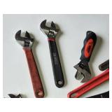 Lot of Adjustable Wrenches and Pipe Wrenches
