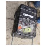 Hart Rolling Tool Box with Tools and Accessories including Nylon Locknut Assortment, Drill Bits, and Safety Helmets