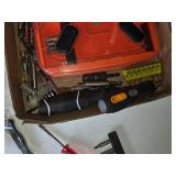 Lot of Hand Tools and Accessories including Black & Decker Drill Bit Set, Screwdrivers, and Serrated Bit Set