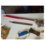 Assorted Hand Tools including Hacksaws, Hand Saws, and Measuring Tools