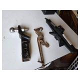 Trailer Hitch with Ball Mount, Chain Binder, and Scissor Jack