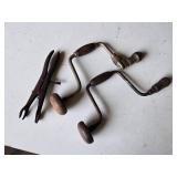 Antique Hand Brace Drills and Vintage Plier Tool Set