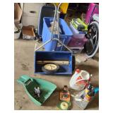 Orbit Sprinkler Timer, Seeder with One Wheel, Weed Eater Line, and Hot Shot Insect Killer Lot -