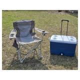 Folding Camping Chair and Wheeled Cooler