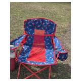 Ozark Trail and Popsicle Camping Chairs with Coleman Coolers and Drink Dispenser