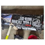 CCM and Bauer Hockey Sticks, Easton and CCM Gloves, and NHL Mini Hockey Goal Set