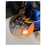 Motiv Bowling Ball and Brunswick Bowling Bag with Pin