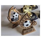 Trophies and Awards Lot Including Soccer, Softball, and Baseball Trophies