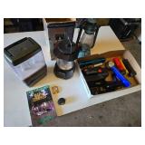 Camping and Outdoor Equipment including Coleman Lantern, Flashlights, and Compass