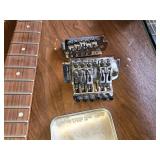 Three Guitars and Accessories Including Bridge and Picks - All for parts or repair