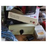 Lot of Electronics and Computer Accessories including Belkin Data Switch, RCA Audio Cable, Older Ram and Timex 16K RAM Module