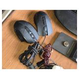 Adesso Keyboard with Built-in Trackball, Two Wired Mice, Wireless Charger, and Lention Mouse Pad - All Untested