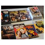 DVD and CD Collection including "Six Feet Under" Season 1, "Walker Texas Ranger" Season 2, and "Supernatural" Season 8