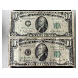 1950 Green Seal $10 Dollar Federal Reserve Notes
