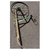 Antique 23.5' Single Wheel Push Plow and Antique Milk Cart with 35.5' Wheels Antique 23.5' Single Wheel Push Plow and Antique Milk Cart with 35.5' Wheels