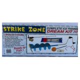 Strike Zone Complete Ice Fishing Kit - New - Includes Strike Zone Ice Auger, Tip -Up with line, Ice Lure Kit, Wire Rob Combo Holder and Ice Skimmer and More Strike Zone Complete Ice Fishing Kit - New - Includes Strike Zone Ice Auger, Tip -Up with line, Ice Lure Kit, Wire Rob Combo Holder and Ice Skimmer and More