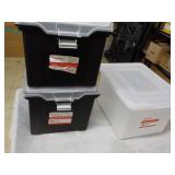 3 Portable Plastic File Totes- slig...