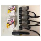 Five Handy Pocket Size Flash Lights, Two Flash Lights with Magnet Attachments, Two Energizer 200 Lumen Industrial Headlamps Five Handy Pocket Size Flash Lights, Two Flash Lights with Magnet Attachments, Two Energizer 200 Lumen Industrial Headlamps