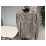 Women's Leather Biker Jacket Grey Size 18 Women's Leather Biker Jacket Grey Size 18