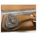 Free Standing Brushed Nickel Tub Faucet with Hand Shower. Never installed. In original box. Free Standing Brushed Nickel Tub Faucet with Hand Shower. Never installed. In original box.