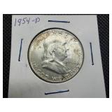 1954 D Silver Franklin Half Dollar 1954 D Silver Franklin Half Dollar