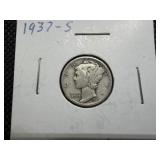 1937 S Silver Mercury Dime 1937 S Silver Mercury Dime