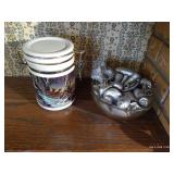 Terry Redlin Lidded Jar & Silver-Painted Seashells