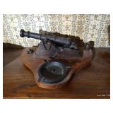 Metal Cannon on Wooden Base - 11" Wide
