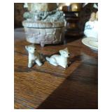 Misc. Decor Lot - Figurines, Engraved Coffee Pot with Handle, Etc.