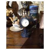 Misc. Decor Lot - Figurines, Engraved Coffee Pot with Handle, Etc.