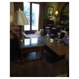Coffee Table with Folding Leaves, End Table, & Lamp
